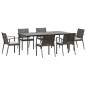 vidaXL Juego comedor jardín 7 piezas y cojines ratán sintético y acero vidaXL Juego comedor jardín 7 piezas y cojines ratán sintético y acero