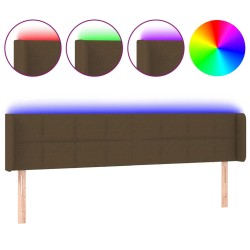 vidaXL Cabecero con LED de tela marrón oscuro 183x16x78/88 cm