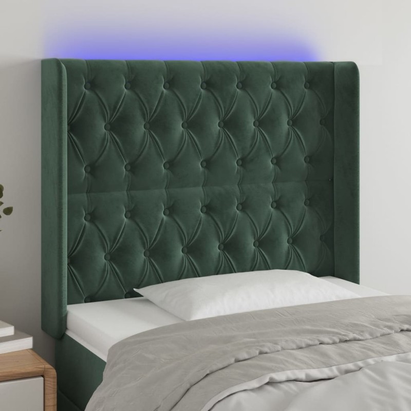vidaXL Cabecero con LED de terciopelo verde oscuro 93x16x118/128 cm vidaXL Cabecero con LED de terciopelo verde oscuro 93x16x118/128 cm