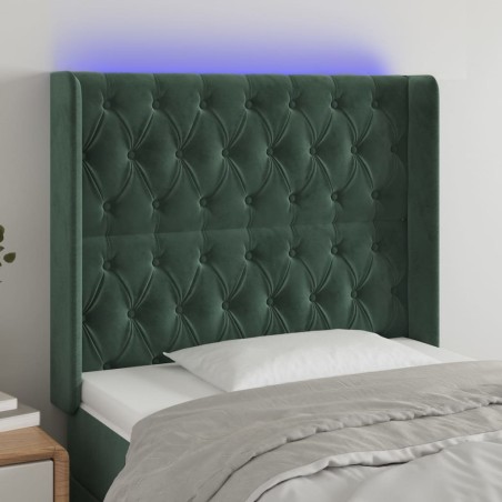 vidaXL Cabecero con LED de terciopelo verde oscuro 93x16x118/128 cm 
