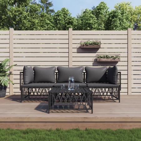 vidaXL Juego muebles de jardín 4 pzas y cojines acero gris antracita