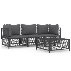 vidaXL Juego muebles de jardín 4 pzas y cojines acero gris antracita