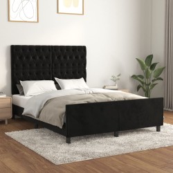 vidaXL Estructura de cama con cabecero de terciopelo negro 140x190 cm