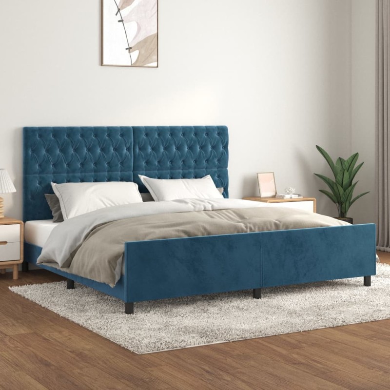 vidaXL Estructura cama con cabecero terciopelo azul oscuro 200x200 cm
