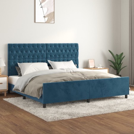 vidaXL Estructura cama con cabecero terciopelo azul oscuro 200x200 cm