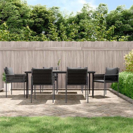 vidaXL Juego comedor jardín 7 piezas y cojines ratán sintético y acero