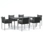 vidaXL Juego comedor jardín 7 piezas y cojines ratán sintético y acero vidaXL Juego comedor jardín 7 piezas y cojines ratán sintético y acero