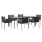 vidaXL Juego comedor jardín 7 piezas y cojines ratán sintético y acero vidaXL Juego comedor jardín 7 piezas y cojines ratán sintético y acero