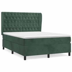 vidaXL Cama box spring con colchón terciopelo verde oscuro 140x200 cm