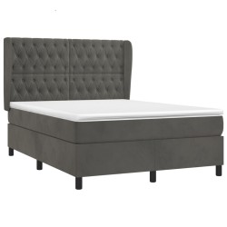 vidaXL Cama box spring con colchón terciopelo gris oscuro 140x200 cm