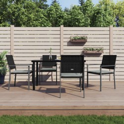vidaXL Juego comedor jardín 5 piezas y cojines ratán sintético y acero