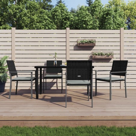vidaXL Juego comedor jardín 5 piezas y cojines ratán sintético y acero