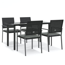 vidaXL Juego comedor jardín 5 piezas y cojines ratán sintético y acero