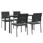 vidaXL Juego comedor jardín 5 piezas y cojines ratán sintético y acero vidaXL Juego comedor jardín 5 piezas y cojines ratán sintético y acero