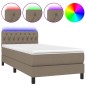 vidaXL Cama box spring colchón y luces LED tela gris taupe 90x190 cm vidaXL Cama box spring colchón y luces LED tela gris taupe 90x190 cm