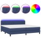 vidaXL Cama box spring colchón y luces LED tela azul 200x200 cm vidaXL Cama box spring colchón y luces LED tela azul 200x200 cm