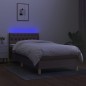 vidaXL Cama box spring con colchón LED tela gris taupe 90x200 cm vidaXL Cama box spring con colchón LED tela gris taupe 90x200 cm