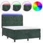 vidaXL Cama box spring colchón y LED terciopelo verde oscuro 140x200cm vidaXL Cama box spring colchón y LED terciopelo verde oscuro 140x200cm