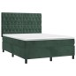vidaXL Cama box spring colchón y LED terciopelo verde oscuro 140x200cm vidaXL Cama box spring colchón y LED terciopelo verde oscuro 140x200cm