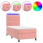 vidaXL Cama box spring colchón y LED terciopelo rosa 90x200 cm vidaXL Cama box spring colchón y LED terciopelo rosa 90x200 cm
