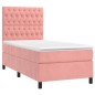 vidaXL Cama box spring colchón y LED terciopelo rosa 90x200 cm vidaXL Cama box spring colchón y LED terciopelo rosa 90x200 cm