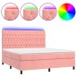 vidaXL Cama box spring colchón y LED terciopelo rosa 180x200 cm