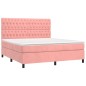 vidaXL Cama box spring colchón y LED terciopelo rosa 180x200 cm