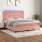 vidaXL Cama box spring colchón y LED terciopelo rosa 180x200 cm