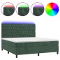 vidaXL Cama box spring colchón y LED terciopelo verde oscuro 180x200cm
