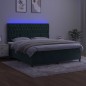 vidaXL Cama box spring colchón y LED terciopelo verde oscuro 180x200cm