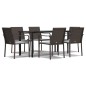 vidaXL Juego comedor jardín 7 piezas y cojines ratán sintético y acero vidaXL Juego comedor jardín 7 piezas y cojines ratán sintético y acero