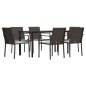 vidaXL Juego comedor jardín 7 piezas y cojines ratán sintético y acero vidaXL Juego comedor jardín 7 piezas y cojines ratán sintético y acero