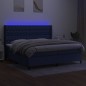 vidaXL Cama box spring colchón y luces LED tela azul 200x200 cm vidaXL Cama box spring colchón y luces LED tela azul 200x200 cm