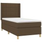 vidaXL Cama box spring colchón y luces LED tela marrón oscuro 90x190cm