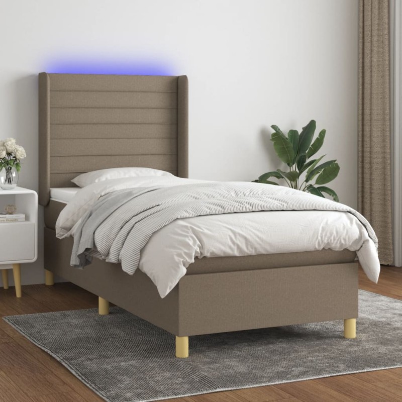 vidaXL Cama box spring colchón y luces LED gris taupe 80x200 cm vidaXL Cama box spring colchón y luces LED gris taupe 80x200 cm