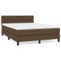 vidaXL Cama box spring con colchón tela marrón oscuro 140x190 cm vidaXL Cama box spring con colchón tela marrón oscuro 140x190 cm