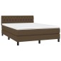 vidaXL Cama box spring con colchón tela marrón oscuro 140x190 cm vidaXL Cama box spring con colchón tela marrón oscuro 140x190 cm