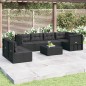 vidaXL Set de muebles de jardín y cojines 7 pzas ratán sintético negro vidaXL Set de muebles de jardín y cojines 7 pzas ratán sintético negro
