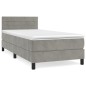 vidaXL Cama box spring con colchón terciopelo gris claro 100x200 cm vidaXL Cama box spring con colchón terciopelo gris claro 100x200 cm