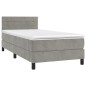 vidaXL Cama box spring con colchón terciopelo gris claro 100x200 cm vidaXL Cama box spring con colchón terciopelo gris claro 100x200 cm