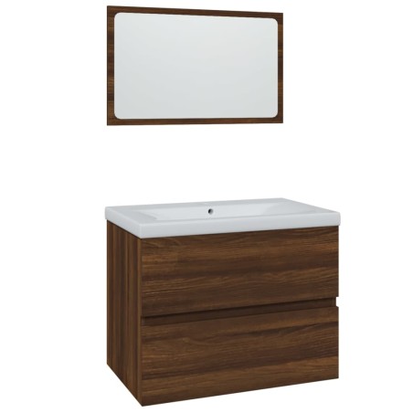 vidaXL Set de muebles de baño madera contrachapada marrón roble