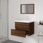 vidaXL Set de muebles de baño madera contrachapada marrón roble