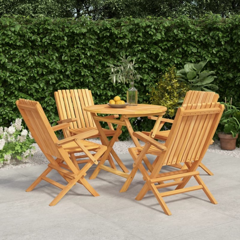 vidaXL Juego de comedor para jardín 5 piezas madera maciza de teca vidaXL Juego de comedor para jardín 5 piezas madera maciza de teca
