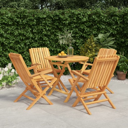 vidaXL Juego de comedor para jardín 5 piezas madera maciza de teca