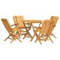 vidaXL Juego de comedor para jardín 5 piezas madera maciza de teca vidaXL Juego de comedor para jardín 5 piezas madera maciza de teca