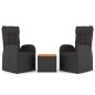 vidaXL Juego salón jardín 3 pzas madera acacia ratán sintético negro vidaXL Juego salón jardín 3 pzas madera acacia ratán sintético negro