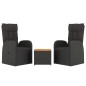 vidaXL Juego salón jardín 3 pzas madera acacia ratán sintético negro vidaXL Juego salón jardín 3 pzas madera acacia ratán sintético negro