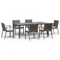 vidaXL Juego comedor jardín 7 piezas y cojines ratán sintético y acero vidaXL Juego comedor jardín 7 piezas y cojines ratán sintético y acero