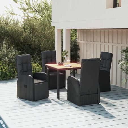 vidaXL Set de muebles jardín 5 pzas con cojines ratán sintético negro
