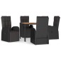 vidaXL Set de muebles jardín 5 pzas con cojines ratán sintético negro vidaXL Set de muebles jardín 5 pzas con cojines ratán sintético negro